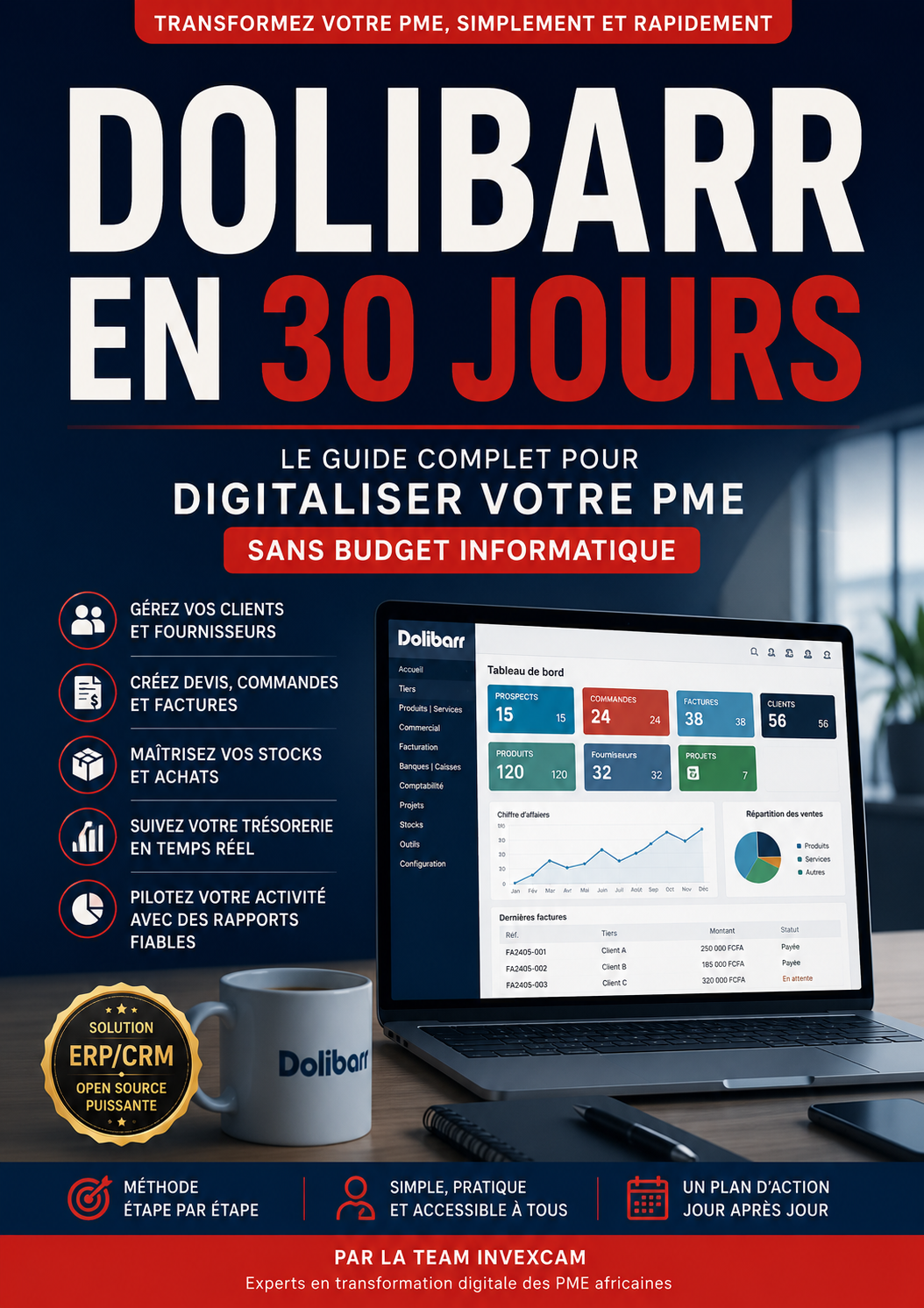 Couverture du livre Dolibarr en 30 Jours — collection Reprenez le contrôle, Invexcam